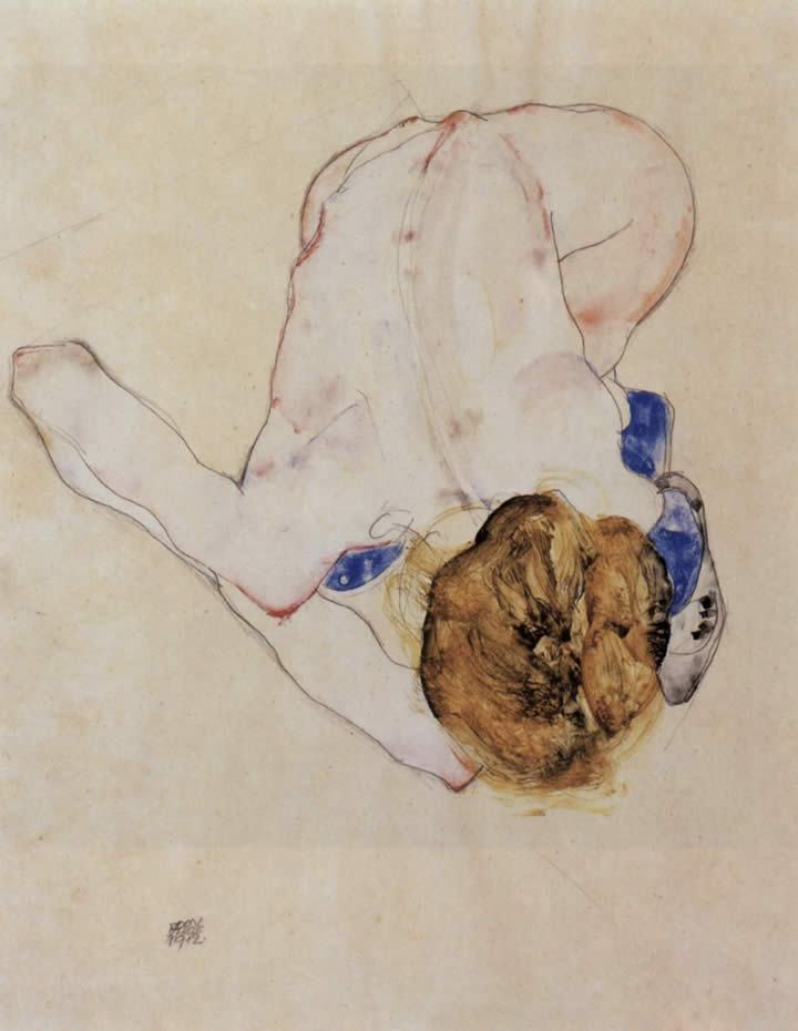 Egon Schiele Forwards bent feminine act